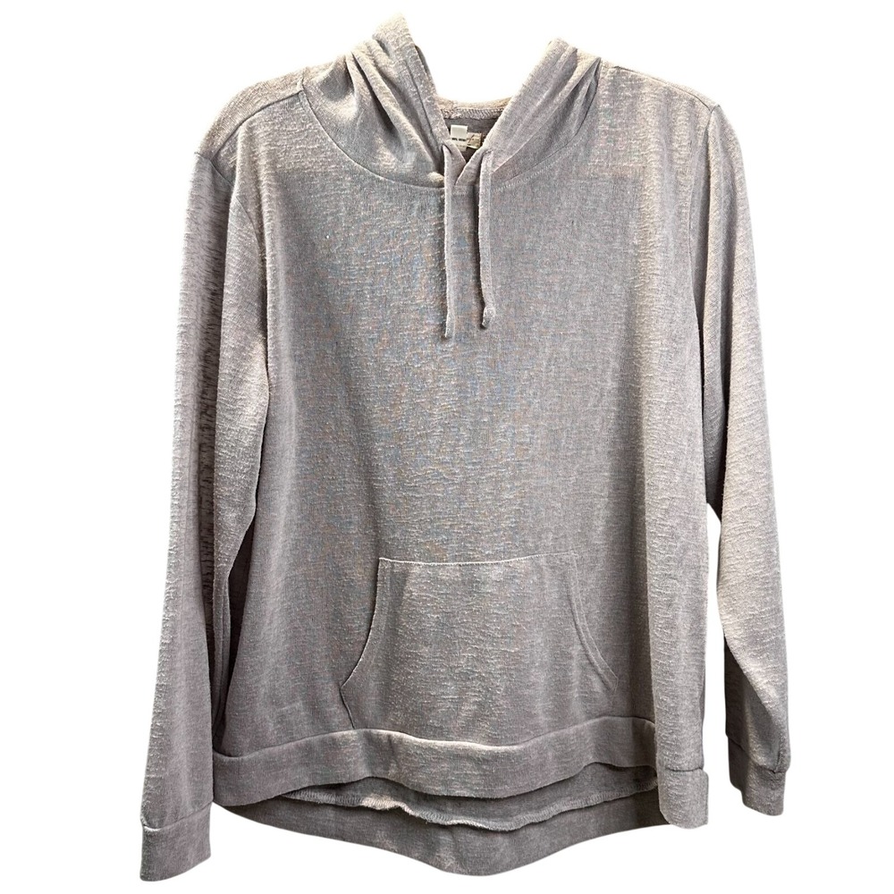 Weatherproof Vintage Women's LG Gray Slub Knit Lightweight Hooded Pullover